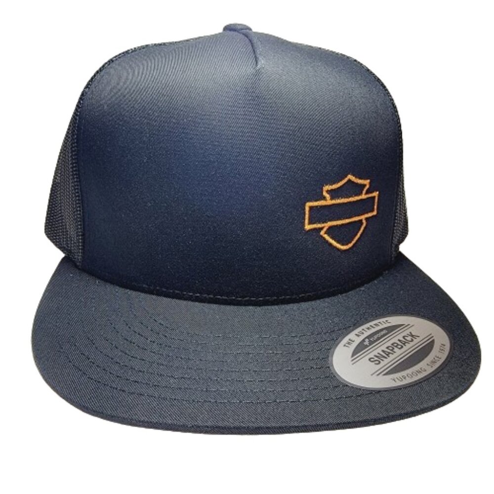 Bar and Shield Harley Motorcycle Flat Bill Snapback  Direct Embroidered…